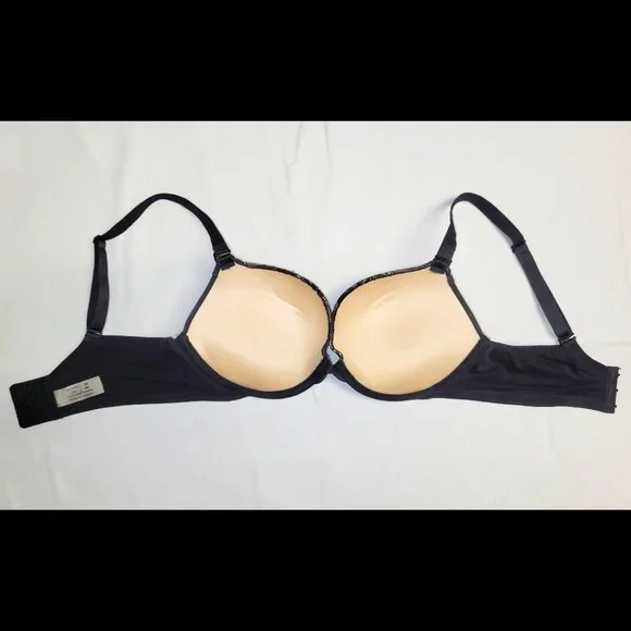 Women's 38A Push Up Padded Lift Support Underwire Add 2 Cup Plunge Bra Black - Picture 5 of 9